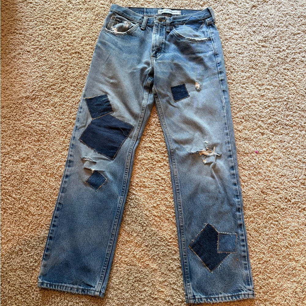 Lee Women’s Blue Patched Straight Jeans